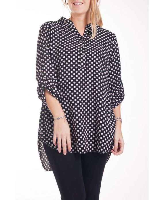 GROOT FORMAAT BLOUSE POLKA DOT 4254 ZWART