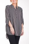 LARGE SIZE BLOUSE STRIPES 4255 BLACK