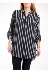 LARGE SIZE BLOUSE STRIPES 4256 BLACK