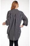 LARGE SIZE BLOUSE STRIPES 4256 BLACK