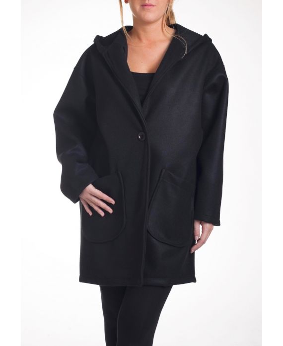 LARGE SIZE WOOLEN COAT 4274 BLACK