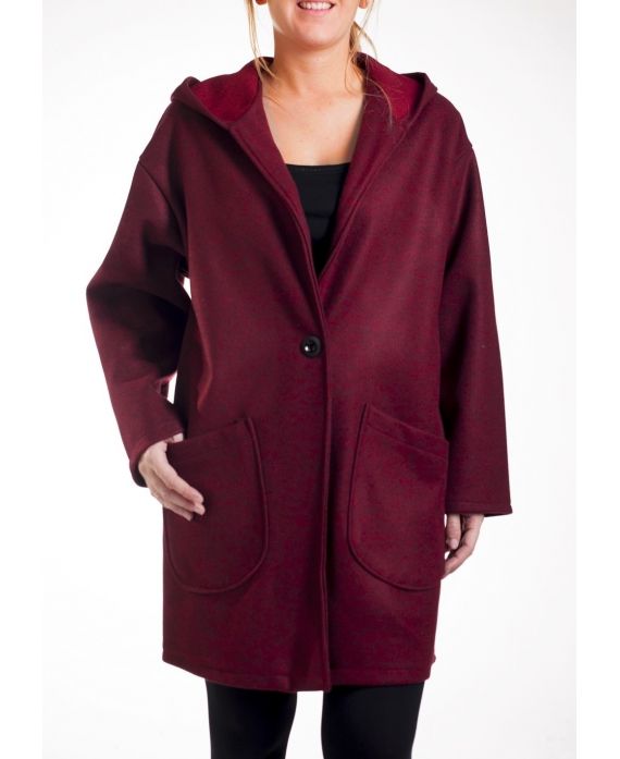 GRANDE TAILLE MANTEAU LAINE 4274 BORDEAUX