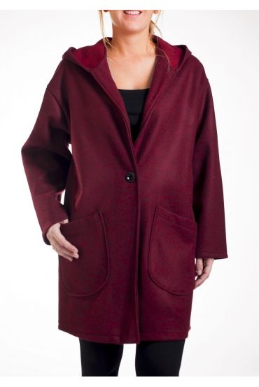 GRANDE TAILLE MANTEAU LAINE 4274 BORDEAUX