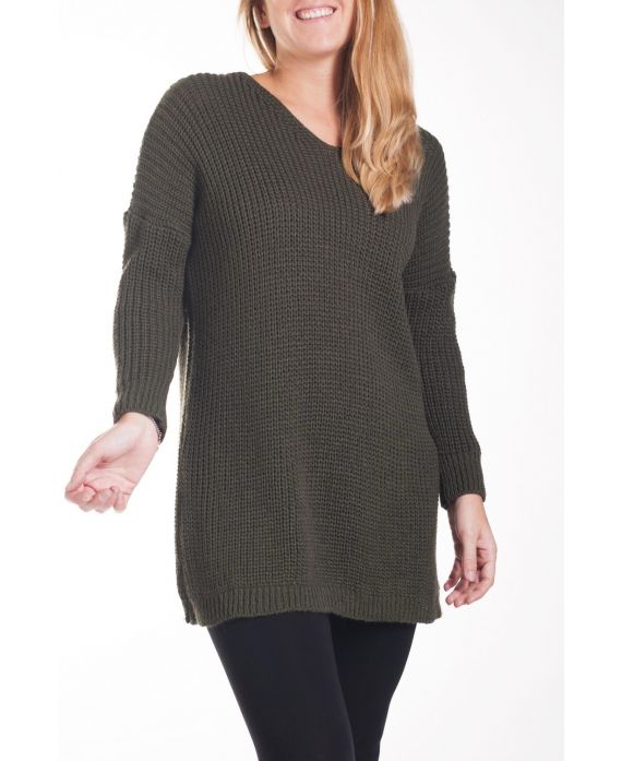 GRANDE TAILLE PULLOVER 4272 VERT MILITAIRE