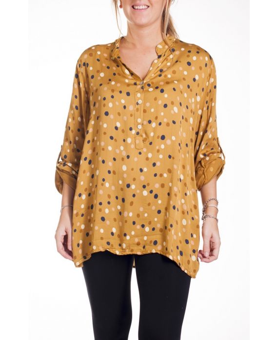 LARGE SIZE BLOUSE PRINTS 4273 MUSTARD