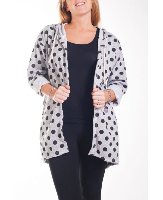 GRANDE TAILLE GILET/VESTE A POIS 4263 GRIS