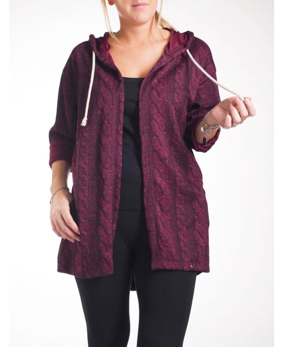 LARGE SIZE VEST/JACKET PRINTS 4265 BORDEAUX