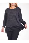 GRANDE TAILLE PULL BI-MATIERE 4275 NOIR