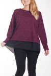 GRANDE TAILLE PULL BI-MATIERE 4275 BORDEAUX