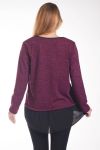 GRANDE TAILLE PULL BI-MATIERE 4275 BORDEAUX