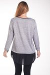 GRANDE TAILLE PULL BI-MATIERE 4275 GRIS