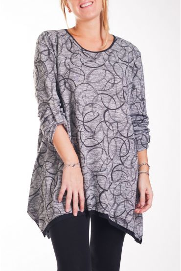 LARGE SIZE SWEATER TUNIC PRINTS 4277 GREY