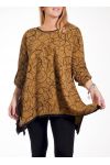 GRANDE TAILLE PULL TUNIQUE IMPRIME 4277 MOUTARDE