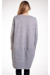 LARGE SIZE SWEATER TUNIC BEADS 4279 GREY