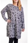 GRANDE TAILLE PULL ROBE PLUMES 4259 GRIS