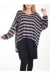 GRANDE TAILLE PULL RAYE 2 PIECES 4278 NOIR