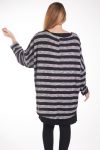 LARGE SIZE SWEATER STRIPED 2 PIECES 4278 BLACK