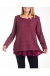 GRANDE TAILLE PULL TUNIQUE SUPERPOSEE 4252 BORDEAUX