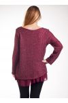 GRANDE TAILLE PULL TUNIQUE SUPERPOSEE 4252 BORDEAUX