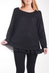 LARGE SIZE SWEATER TUNIC SUPERPOSEE 4252 BLACK