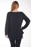 LARGE SIZE SWEATER TUNIC SUPERPOSEE 4252 BLACK