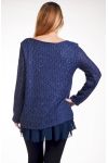 LARGE SIZE SWEATER TUNIC SUPERPOSEE 4252 BLUE