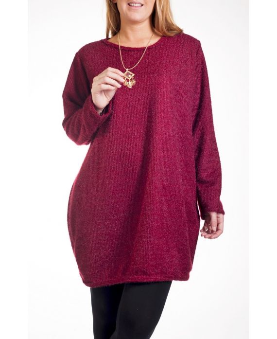 GRANDE TAILLE PULL + BIJOU 4257 BORDEAUX