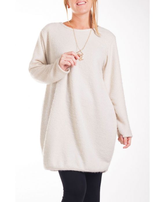 GRANDE TAILLE PULL + BIJOU 4257 BEIGE