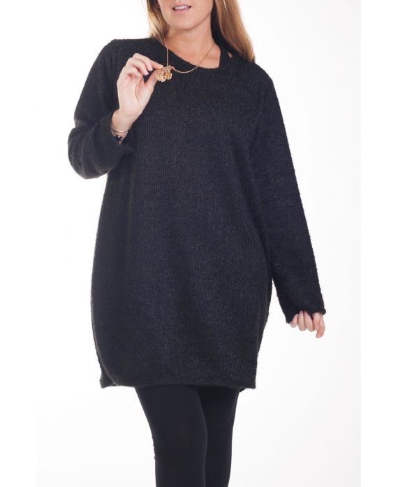 GRANDE TAILLE PULL + BIJOU 4257 NOIR