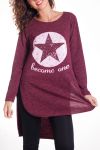 MAGLIONE TUNICA STELLE 4308 BORDEAUX