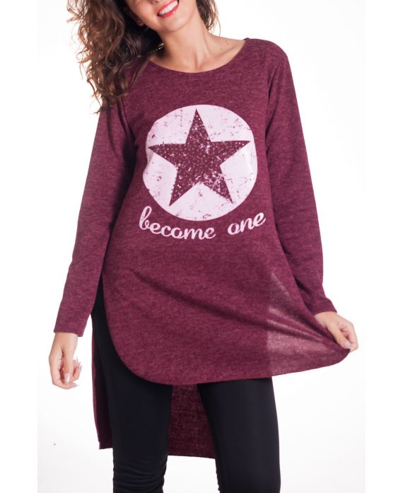 MAGLIONE TUNICA STELLE 4308 BORDEAUX