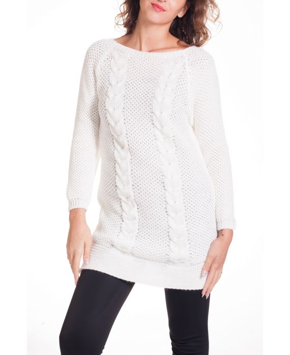 PULL TUNIQUE MOHAIR TORSADE 4303 BLANC