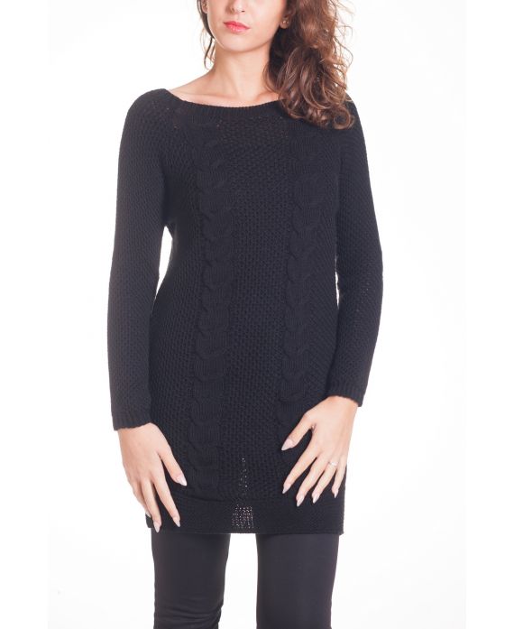 PULL TUNIQUE MOHAIR TORSADE 4303 NOIR