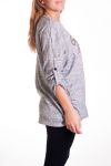 GRANDE TAILLE PULL CŒUR DENTELLE 4295 GRIS