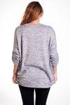 LARGE SIZE SWEATER HEART LACE 4295 GREY