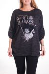 LARGE SIZE SWEATER HEART LACE 4295 BLACK