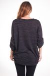 LARGE SIZE SWEATER HEART LACE 4295 BLACK