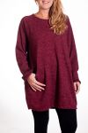 GRANDE TAILLE PULL TUNIQUE 2 POCHES 4283 BORDEAUX