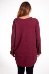 LARGE SIZE SWEATER TUNIC 2 POCKETS 4283 BORDEAUX