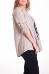 GRANDE TAILLE PULL IMPRIME FEMME 4344 BEIGE