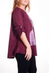 GRANDE TAILLE PULL IMPRIME FEMME 4344 BORDEAUX