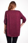 GRANDE TAILLE PULL IMPRIME FEMME 4344 BORDEAUX