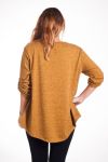 GRANDE TAILLE PULL IMPRIME FEMME 4344 MOUTARDE