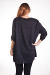 GRANDE TAILLE PULL IMPRIME FLEUR 4342 NOIR