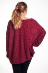 GRANDE TAILLE PULL TUNIQUE 2 POCHES EFFET BRILLANT 4335 BORDEAUX