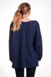 GROßE PULLOVER TUNIKA 2 TASCHEN MIT GLANZ-EFFEKT 4335 MARINE