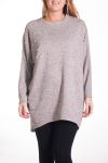 GRANDE TAILLE PULL TUNIQUE PERLES 4329 BEIGE