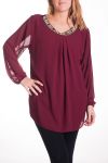 LARGE SIZE BLOUSE NECKLINE FANCY 4327 BORDEAUX