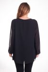 GRAN TAMAÑO DE LA BLUSA DE ESCOTE DE FANTASÍA 4327 NEGRO