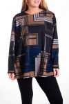 GRANDE TAILLE PULL IMPRIME 4324 BLEU